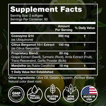 CoQ10 500MG Softgels for Heart Health