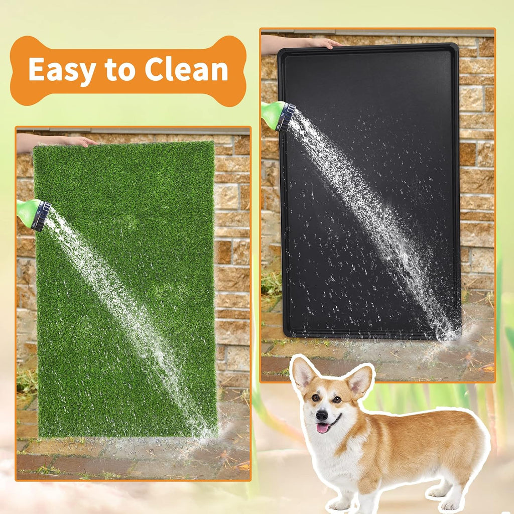 Large Dog Grass Pad with Tray - 47.6×29In for Balcony Apartment | 2 Replacement Fake Grass Pads, Easy to Clean, Dog Litter Box, Balcony/Apartment/Indoor/Outdoor Use
